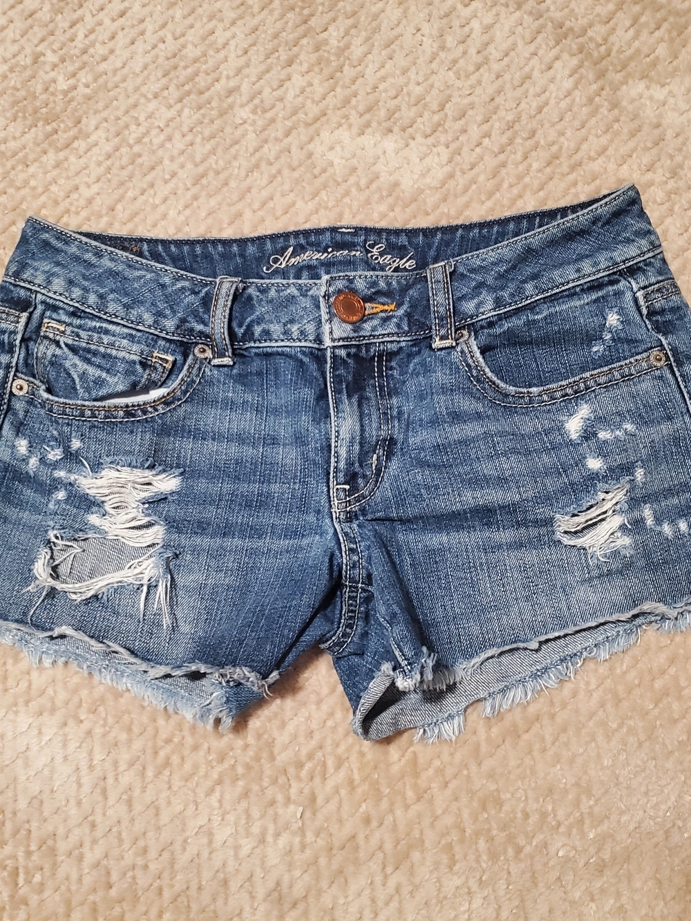 American Eagle Outfitters Blue Distressed Denim Cutoff Shorts